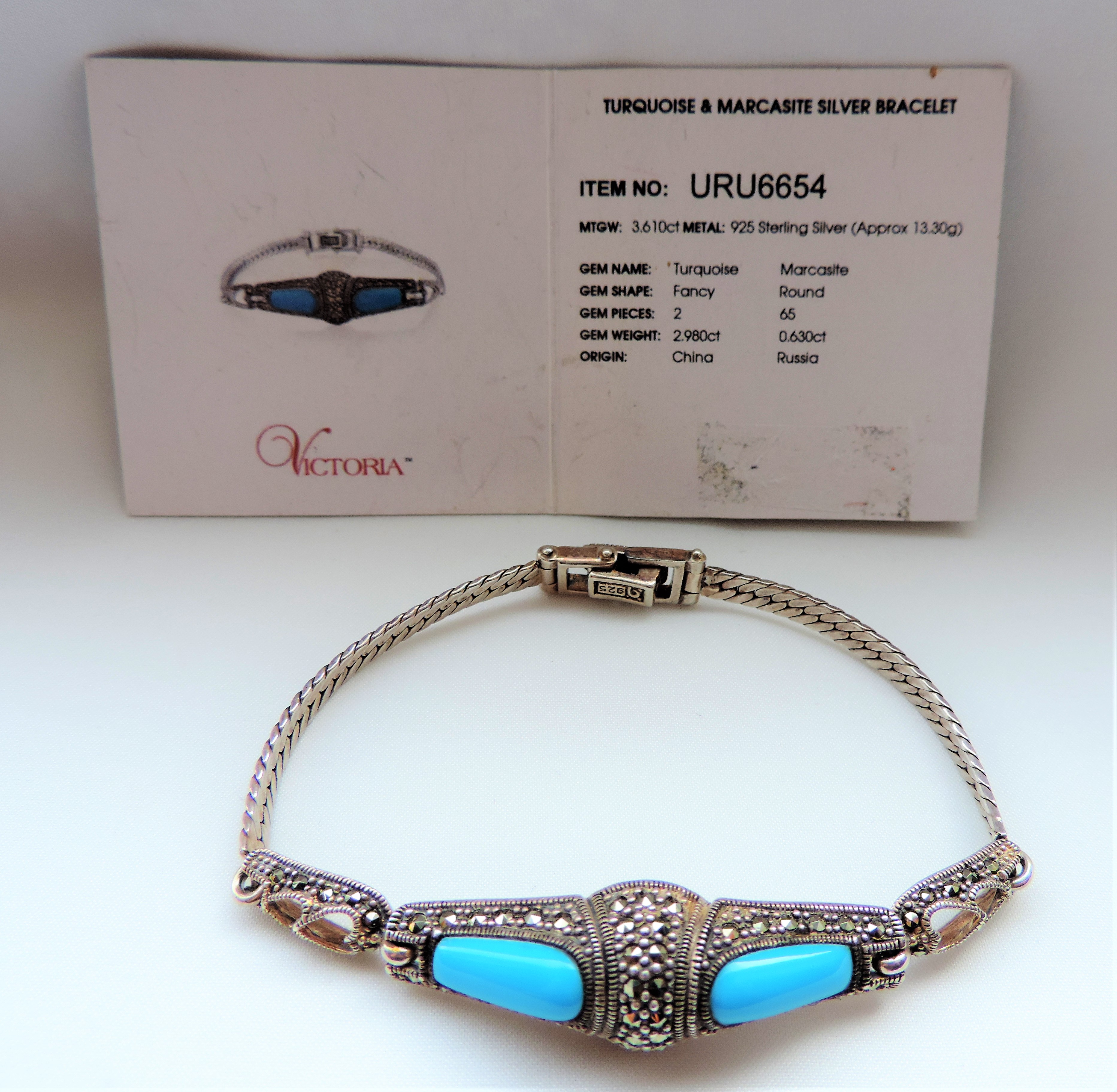 Silver And Turquoise Bracelet 13.3 Grams - Image 4 of 4