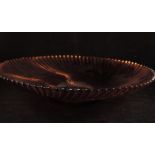 Vintage French Pressed Amber Glass Swirled Pattern Display Serving Bowl