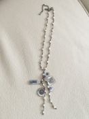 Boutique Rice/ Seed Pearl Necklace With Mother Of Pearl Tassle