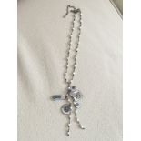 Boutique Rice/ Seed Pearl Necklace With Mother Of Pearl Tassle