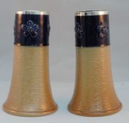 A Pair Of 19Th Century Victorian Doulton Lambeth Tapering Vases
