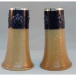 A Pair Of 19Th Century Victorian Doulton Lambeth Tapering Vases