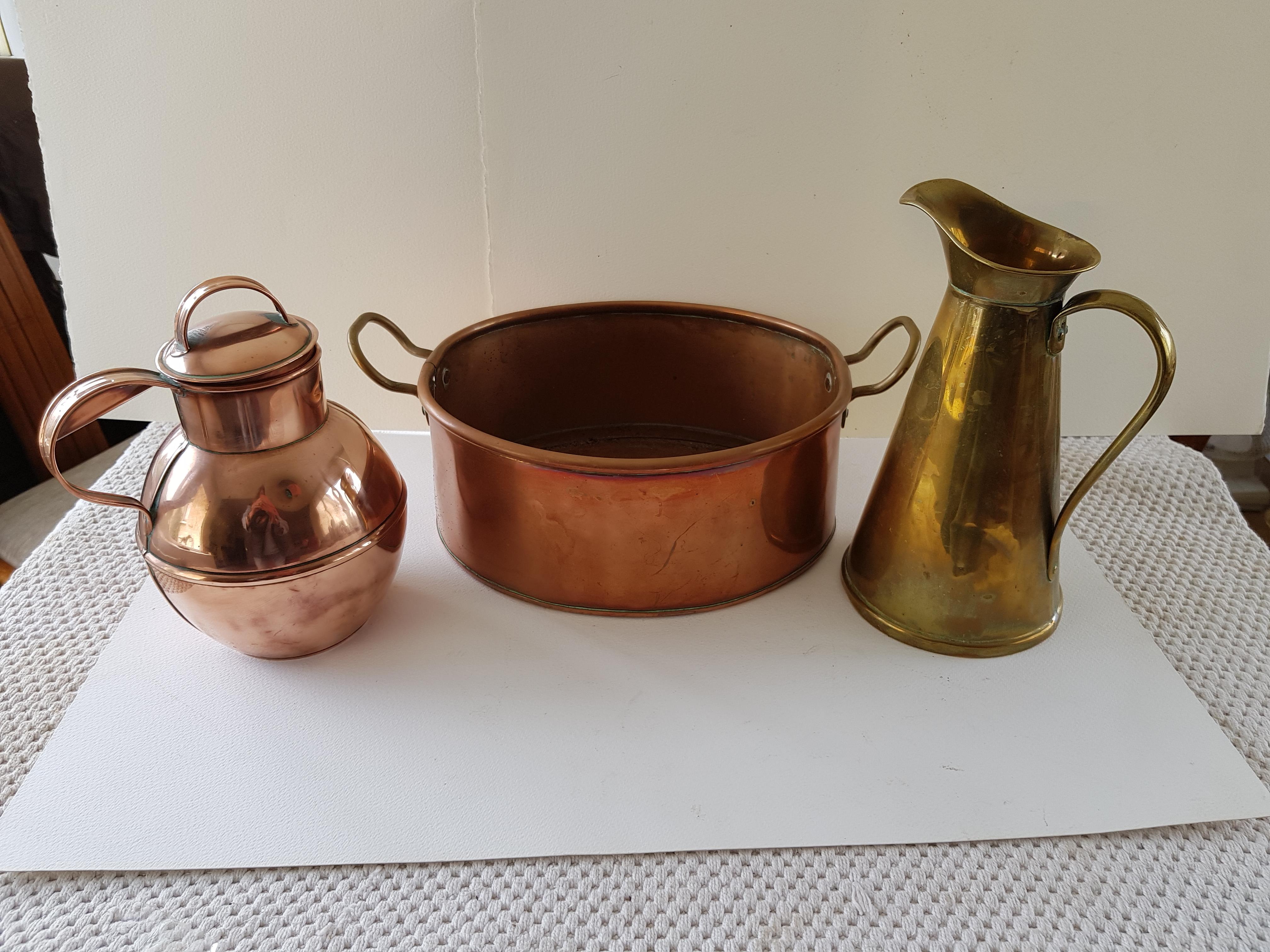 Vintage Copper And Brass Jugs