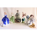 6 X Porcelain Figurines Including Royal Doulton