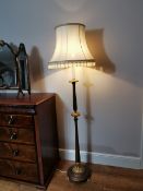 Late Victorian Gilt Metal & Walnut Floor/Standing Lamp