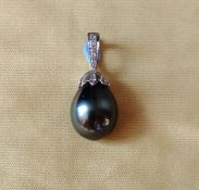 Tahitian Black Pearl & Diamond Pendant