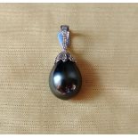 Tahitian Black Pearl & Diamond Pendant