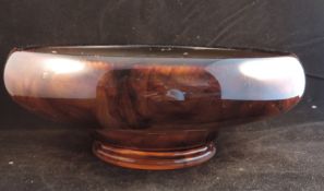 Art Deco George Davidson Glass Marble Effect Swirl Brown Cloud Bowl