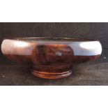 Art Deco George Davidson Glass Marble Effect Swirl Brown Cloud Bowl