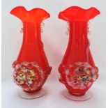 Pair Of Venetian Murano Art Glass Vases