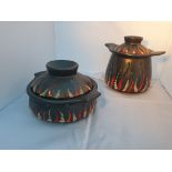 Pair Of Italian Ceramic Containers And Covers