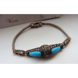 Silver And Turquoise Bracelet 13.3 Grams