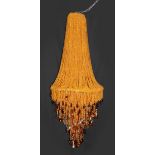 Tall Contemporary Amber Bead & Crystal Chandelier