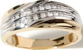 Gents 2 Row Diamond Crossover Ring