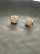 Vintage 18Ct Gold Ladies Diamond Cluster Earrings Stud 2Ct