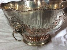 Victorian Large Wine Champagne Silver Plated On Copper Decorative Bowl