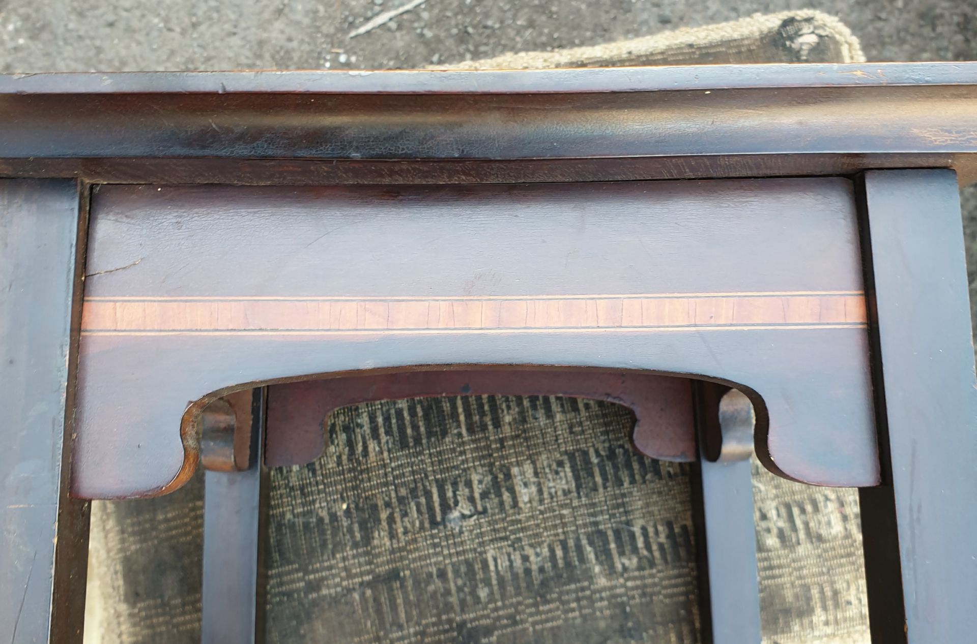 Antique 2 x Stools and 1 x Small Inlaid Table - Image 3 of 4