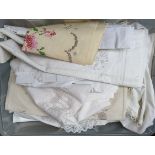 Vintage Box Of Assorted Linen