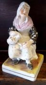 Vintage Ceramic Figure Old Lady Pouring A Drink