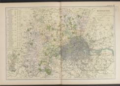 Antiques Map Middlesex 1899 G. W Bacon & Co.