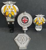 Vintage 4 AA & RAC Car Badges