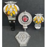 Vintage 4 AA & RAC Car Badges