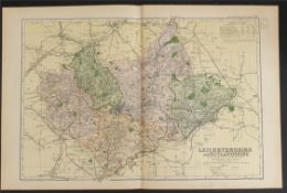 Antiques Map Leicester & Rutland 1899 G. W Bacon & Co.