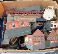 Vintage Box of Assorted Model Railway Parts & Buildings Includes Hornby & Meccano