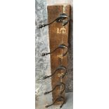 Antique Wood Coat Hook 5 Hooks With Acorn Finials
