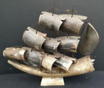 Vintage Horn Model Sailing Ship Lamp