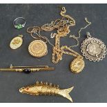 Vintage Parcel of Costume Jewellery Pendants Includes Reticulated Fish