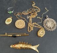 Vintage Parcel of Costume Jewellery Pendants Includes Reticulated Fish