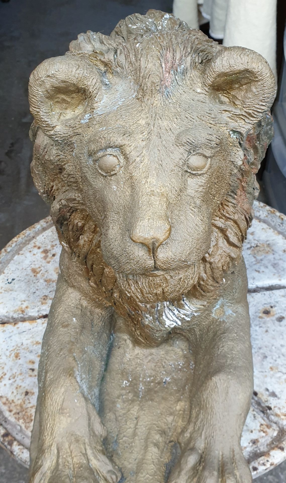 Vintage Reconstituted Stone Lion Garden Statue - Image 2 of 2