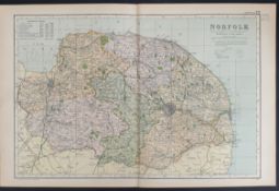 Antiques Map Norfolk 1899 G. W Bacon & Co.