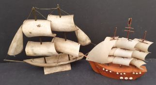 Vintage Horn Model Sailing Ship & One Other