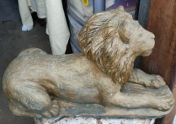 Vintage Reconstituted Stone Lion Garden Statue
