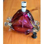 Dark Pink And Clear Murano Glass Lamp Base