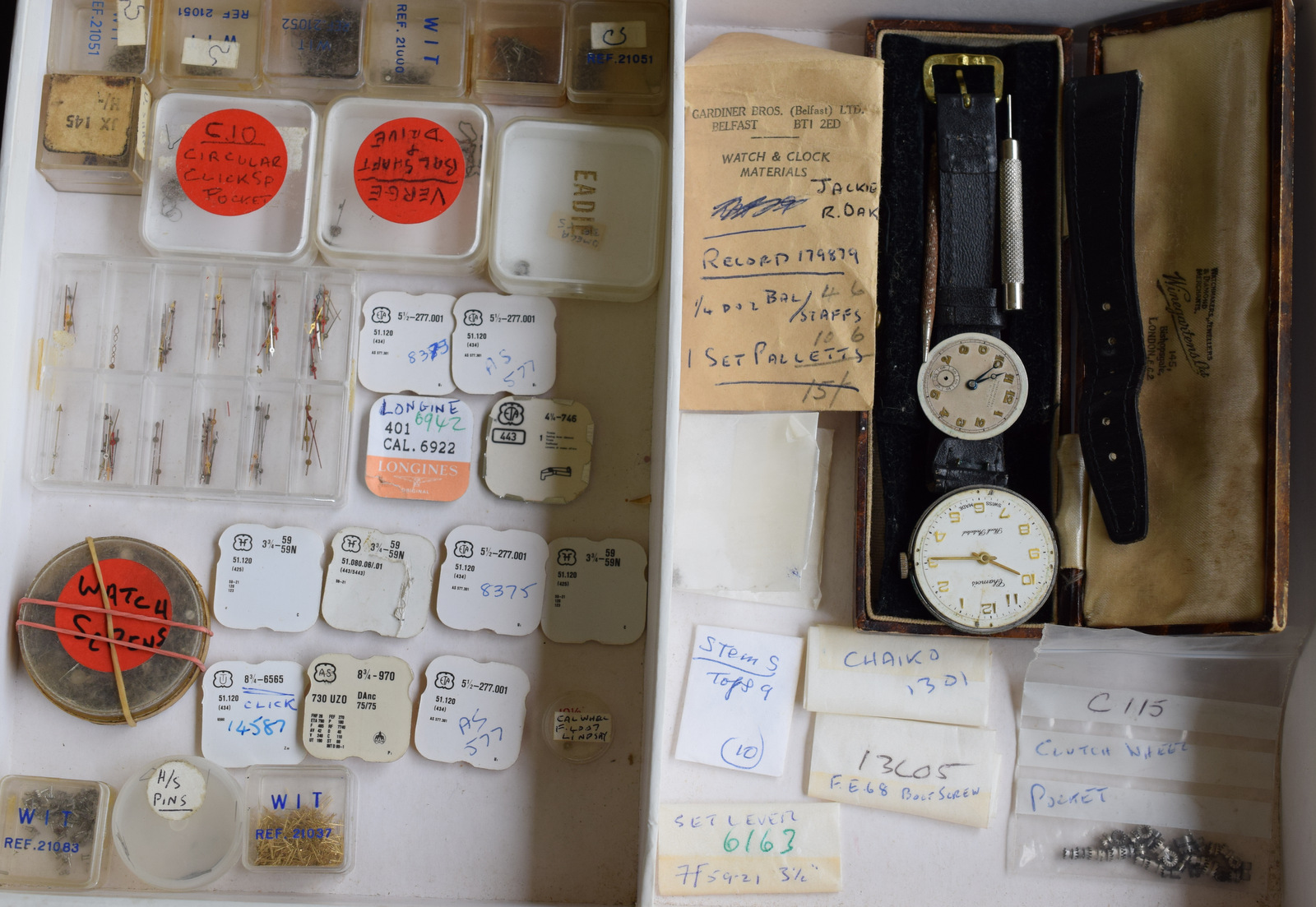 Three Drawers Of Watchmaker's Spares Including Movements And Dials - Image 9 of 11