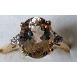 10Kt Gold Citrene Ring With White Stone