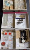 Three Drawers Of Watchmaker's Spares Including Movements And Dials