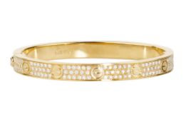 18ct Yellow Gold Diamond Set Bangle 1.99 Carats