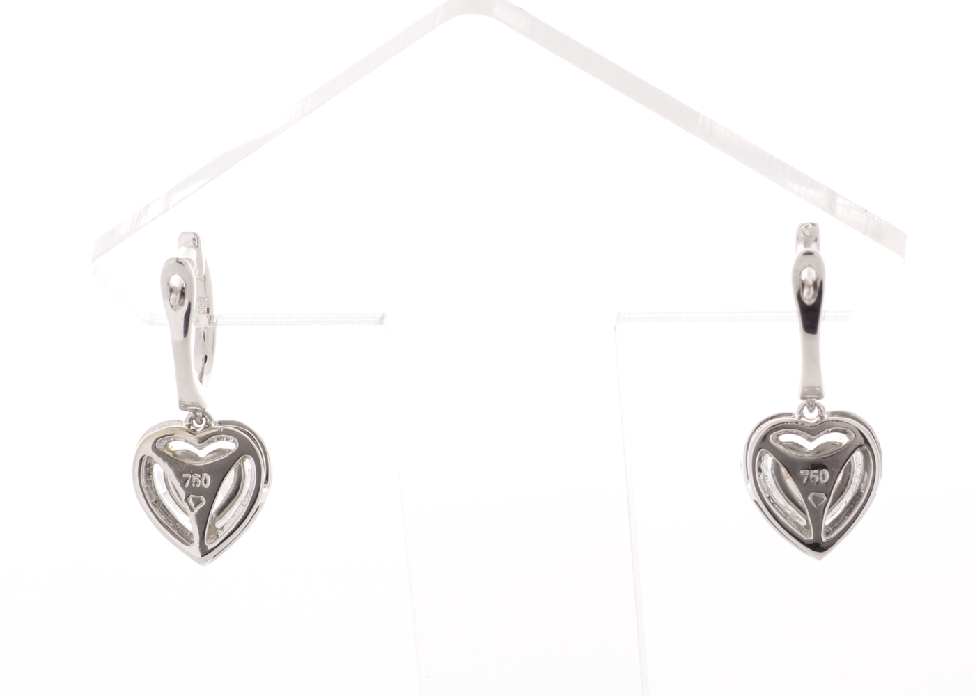 18ct White Gold Heart Shape Halo Drop Earring 1.74 Carats - Image 4 of 4