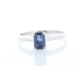 9ct White Gold Emerald Cut Sapphire Ring 0.58 Carats