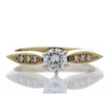 18ct Stone Set Shoulders Diamond Ring 0.42 Carats