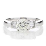 18ct White Gold Baguette Set Shoulders Diamond Ring 1.26 Carats