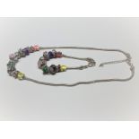 Silver Beaded Charm Necklace & Bracelet