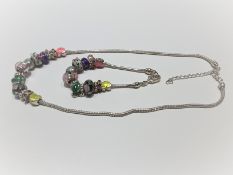 Silver Beaded Charm Necklace & Bracelet