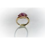 18Ct Yellow Gold Ruby & Diamond Cluster Ring