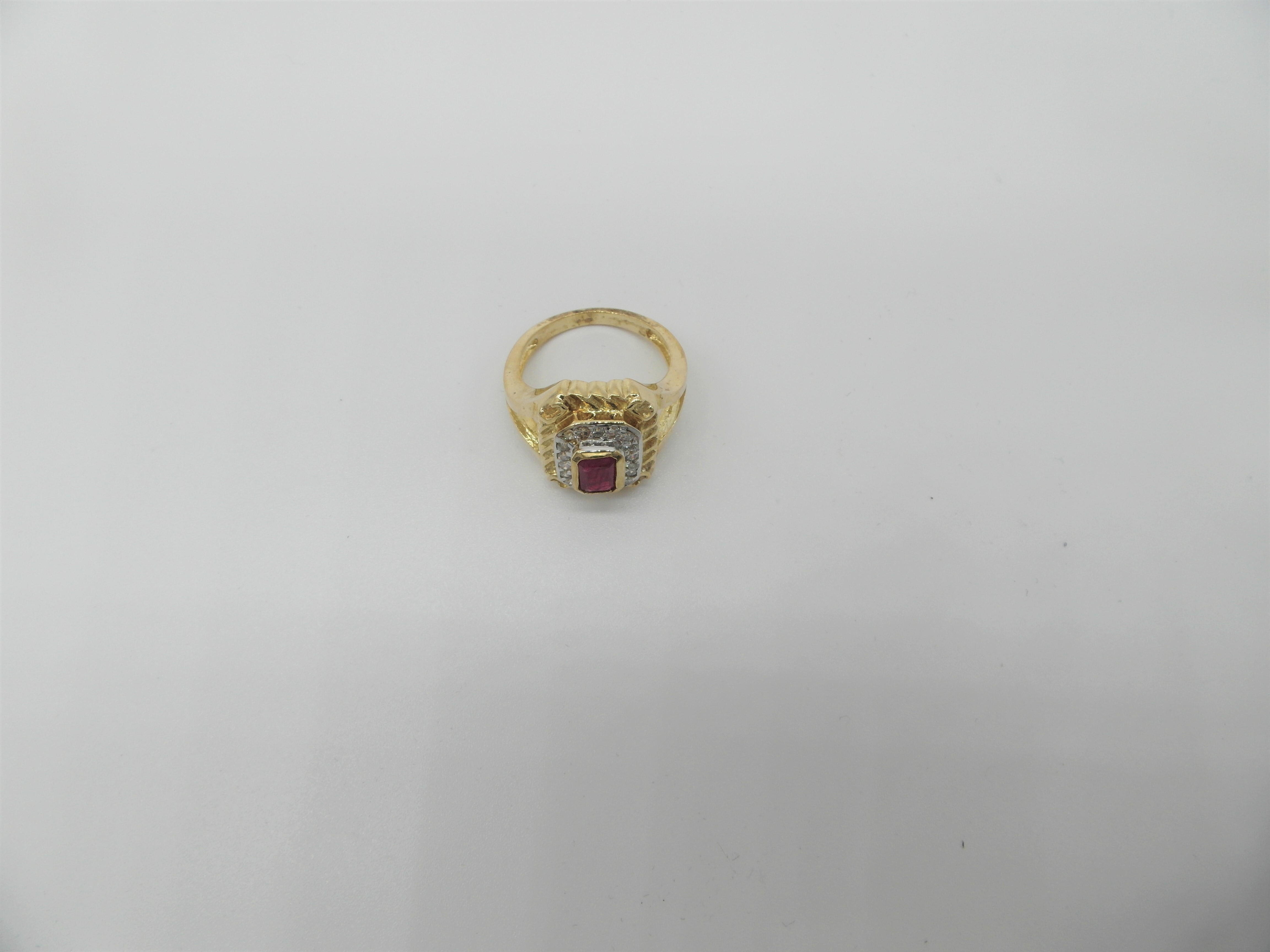 Ruby & Diamond Octagonal Cluster Ring - Image 6 of 6