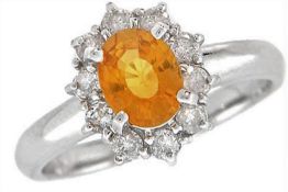 Yellow Sapphire & Diamond Cluster Ring